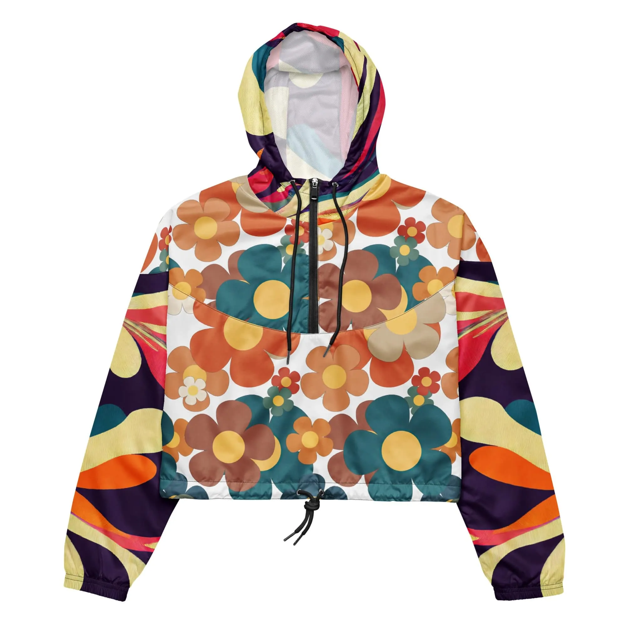 70s Flower Power Retro Women’s cropped windbreaker