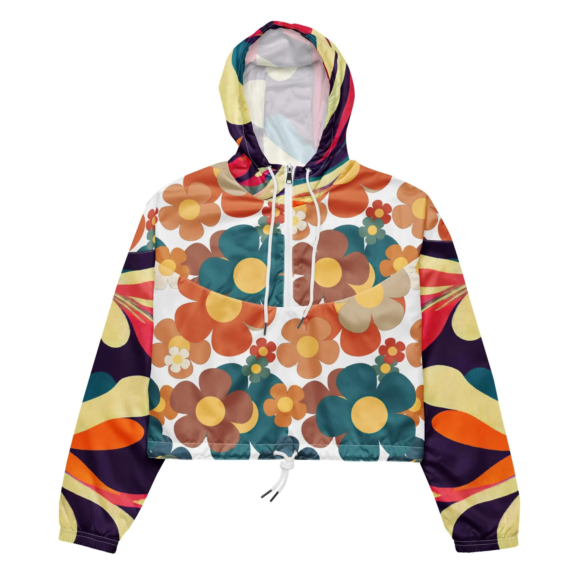 70s Flower Power Retro Women’s cropped windbreaker