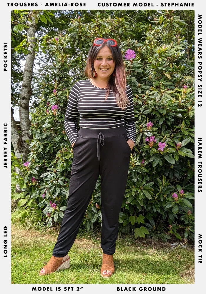 Amelia-Rose Black Harem Trousers