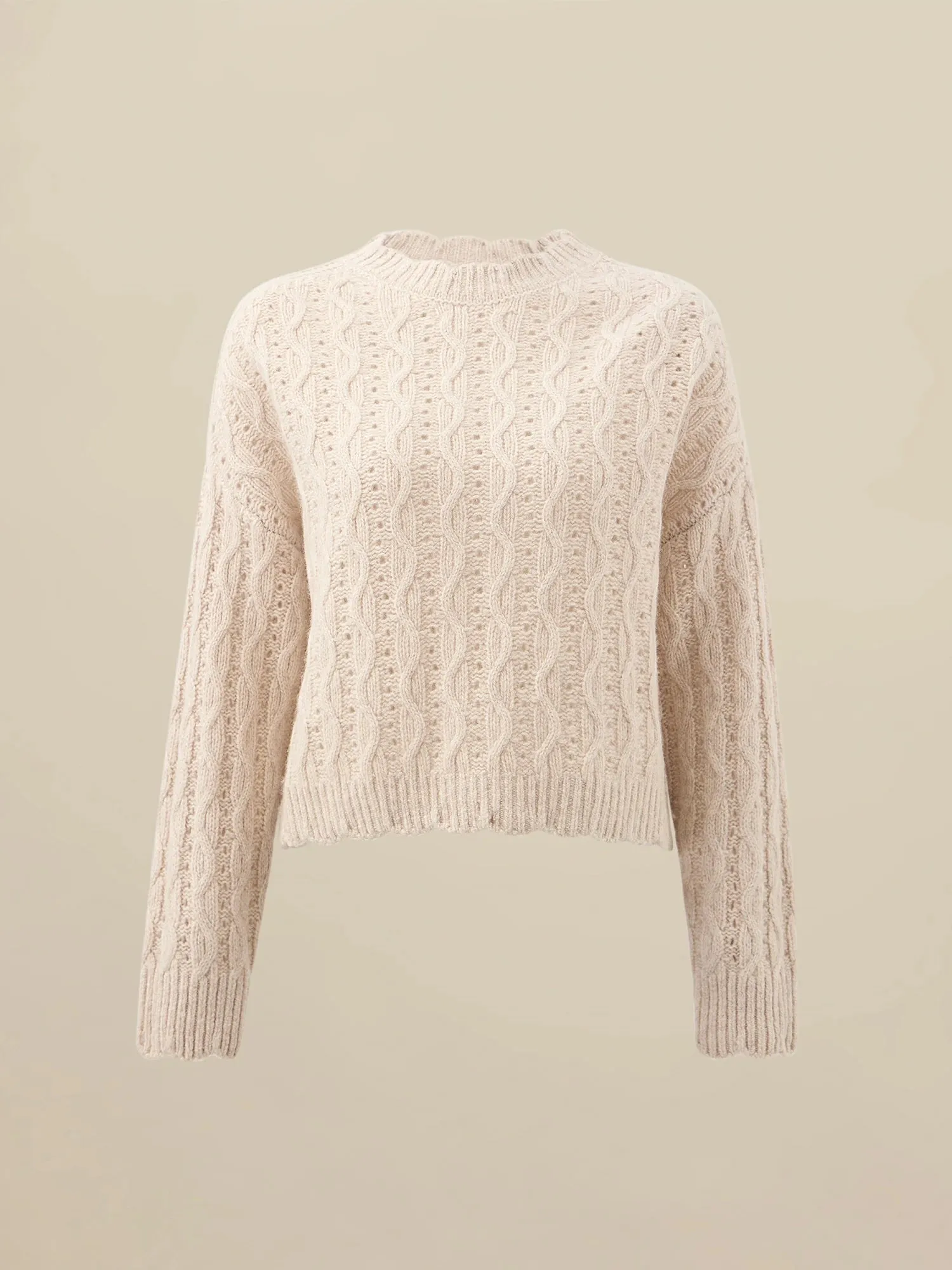 Amoretu Women's Wool Cable Knit Sweater