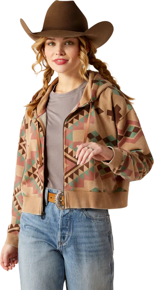 Ariat Women's Spark Geo Print Sunset Crop Hoodie