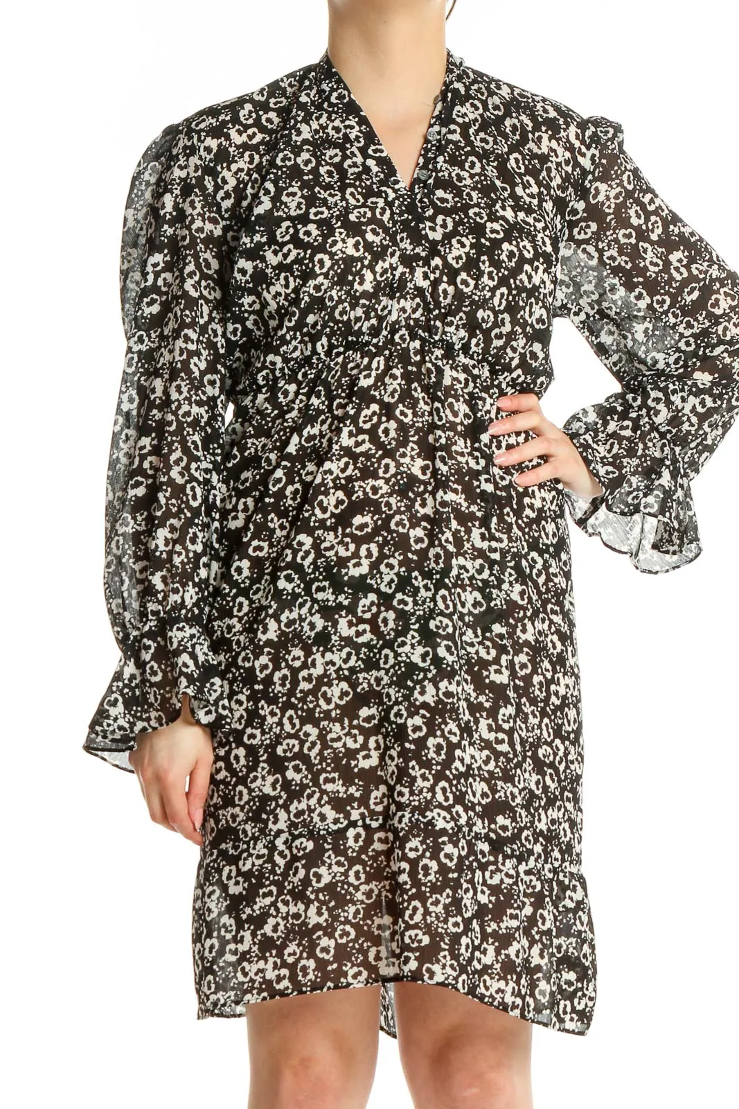 Black Day Floral Fit & Flare Dress