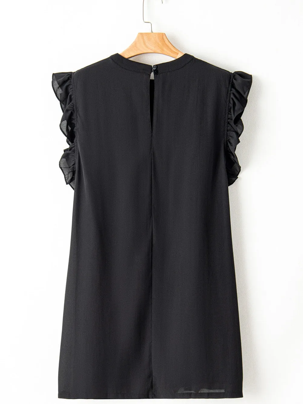 Black Keyhole Back Ruffled Plus Shift Dress