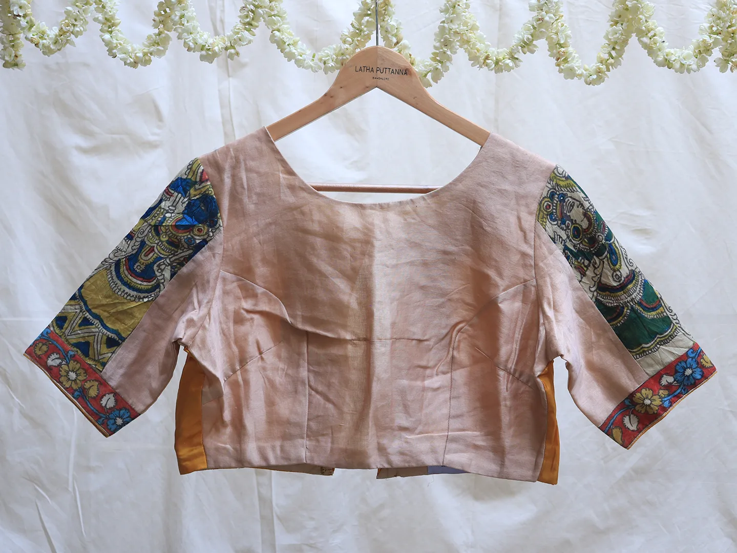 Blush cream and canary yellow, Kalamkari blouse