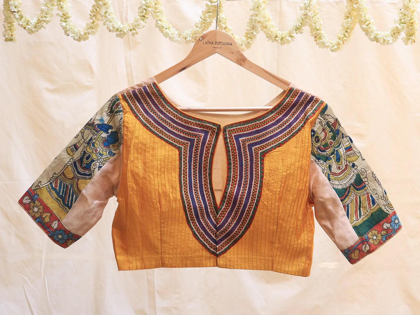 Blush cream and canary yellow, Kalamkari blouse