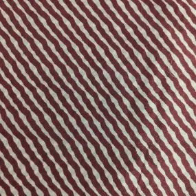 Brick Brown & White Stripes Print Muslin Silk Fabric