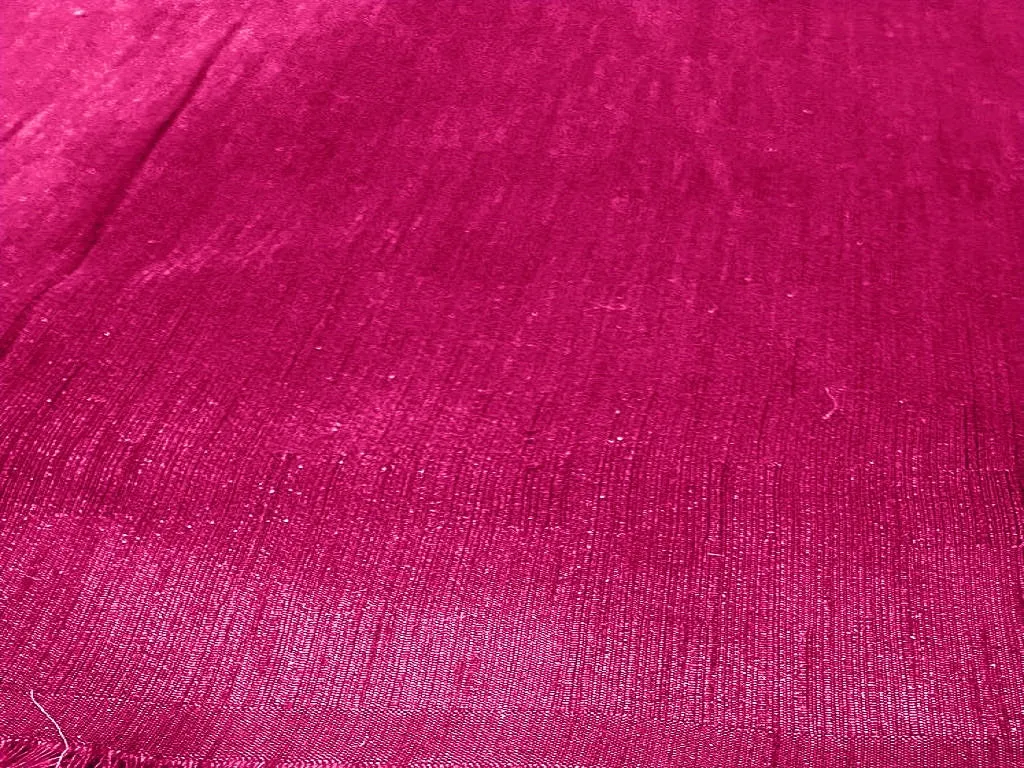 Bright Pink Plain Bangalore Raw Silk Fabric