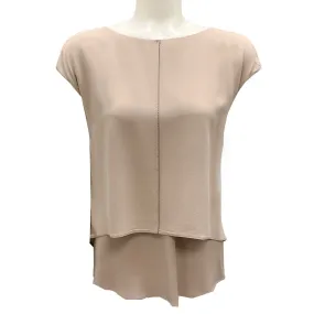 Brunello Cucinelli Taupe Monili Beaded Silk Blouse