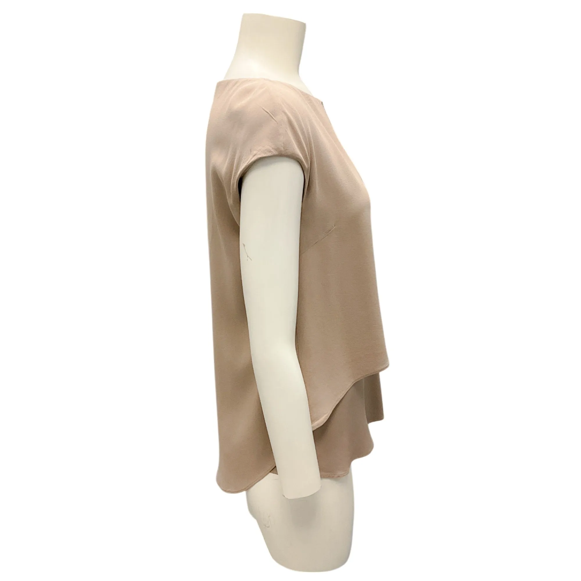 Brunello Cucinelli Taupe Monili Beaded Silk Blouse