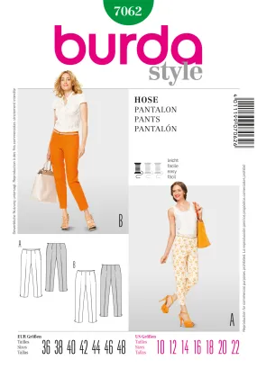 Burda 7062 Capri Trousers Sewing Pattern