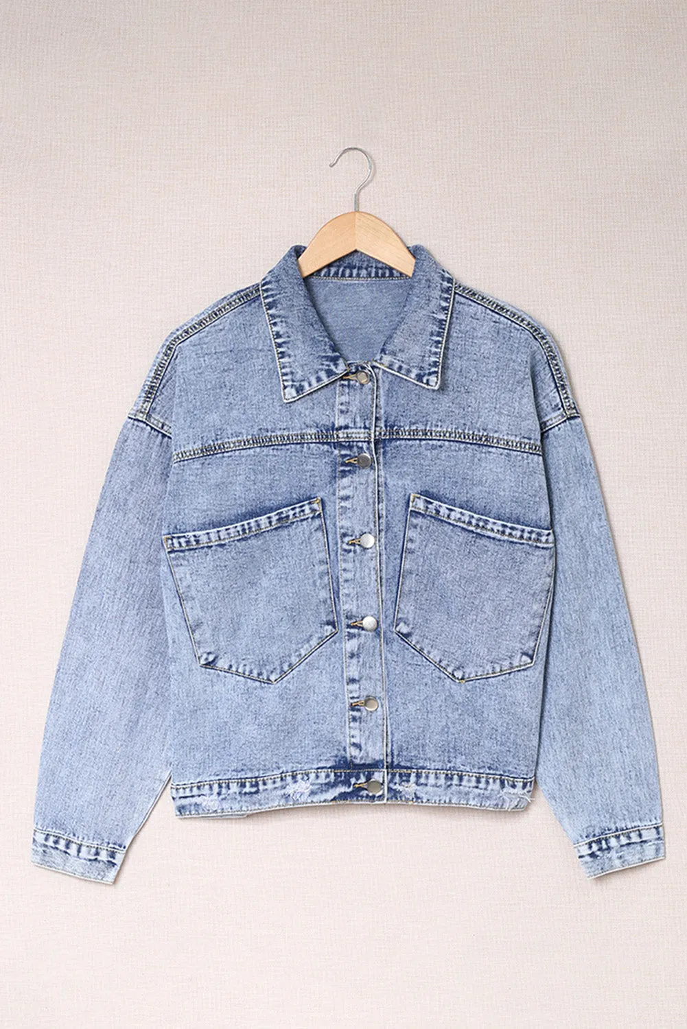 Buttoned Denim Jacket with Pocket