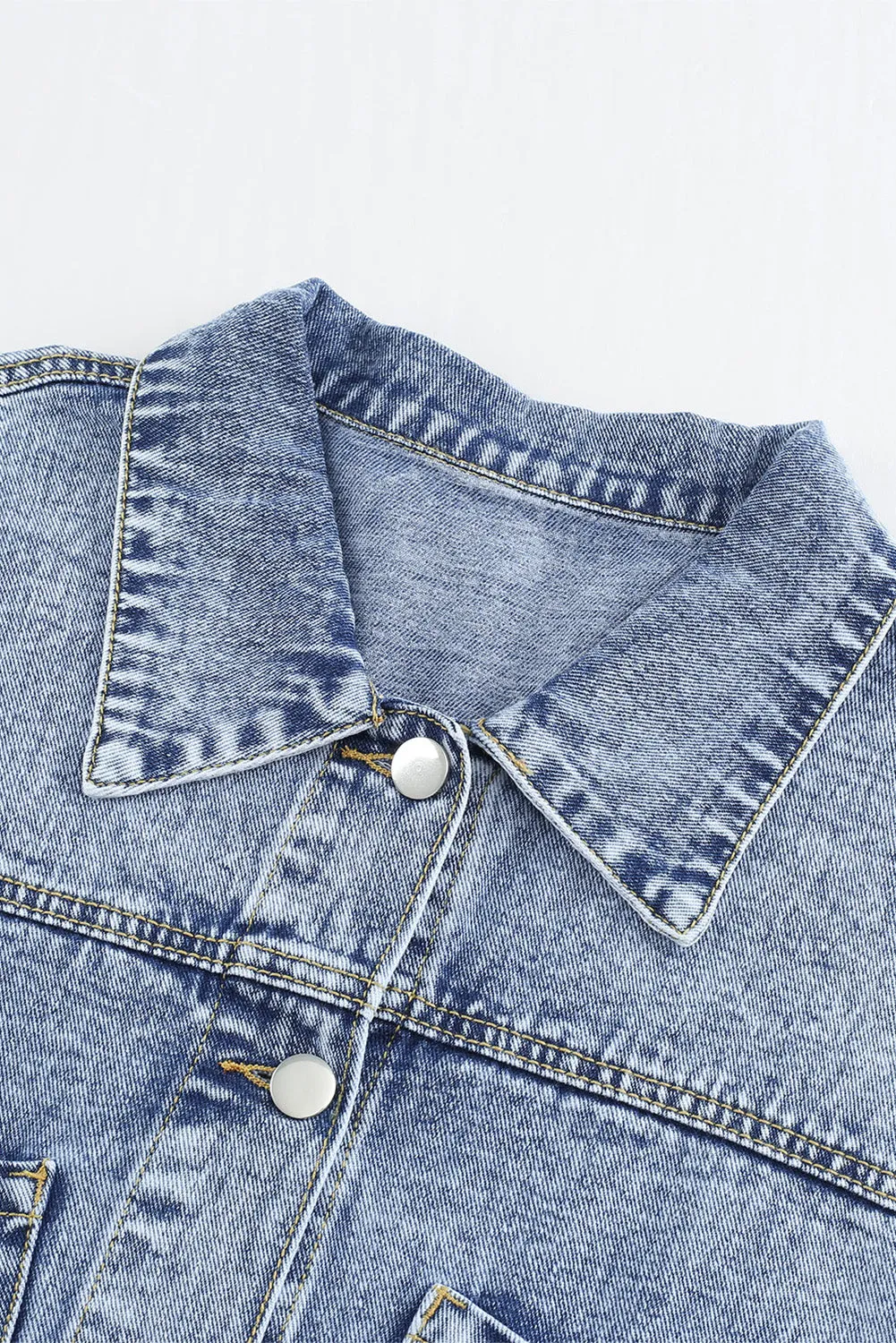 Buttoned Denim Jacket with Pocket