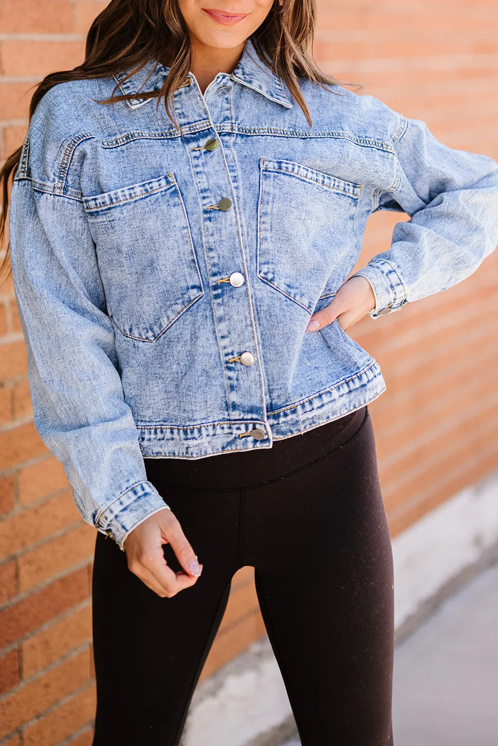 Buttoned Denim Jacket with Pocket