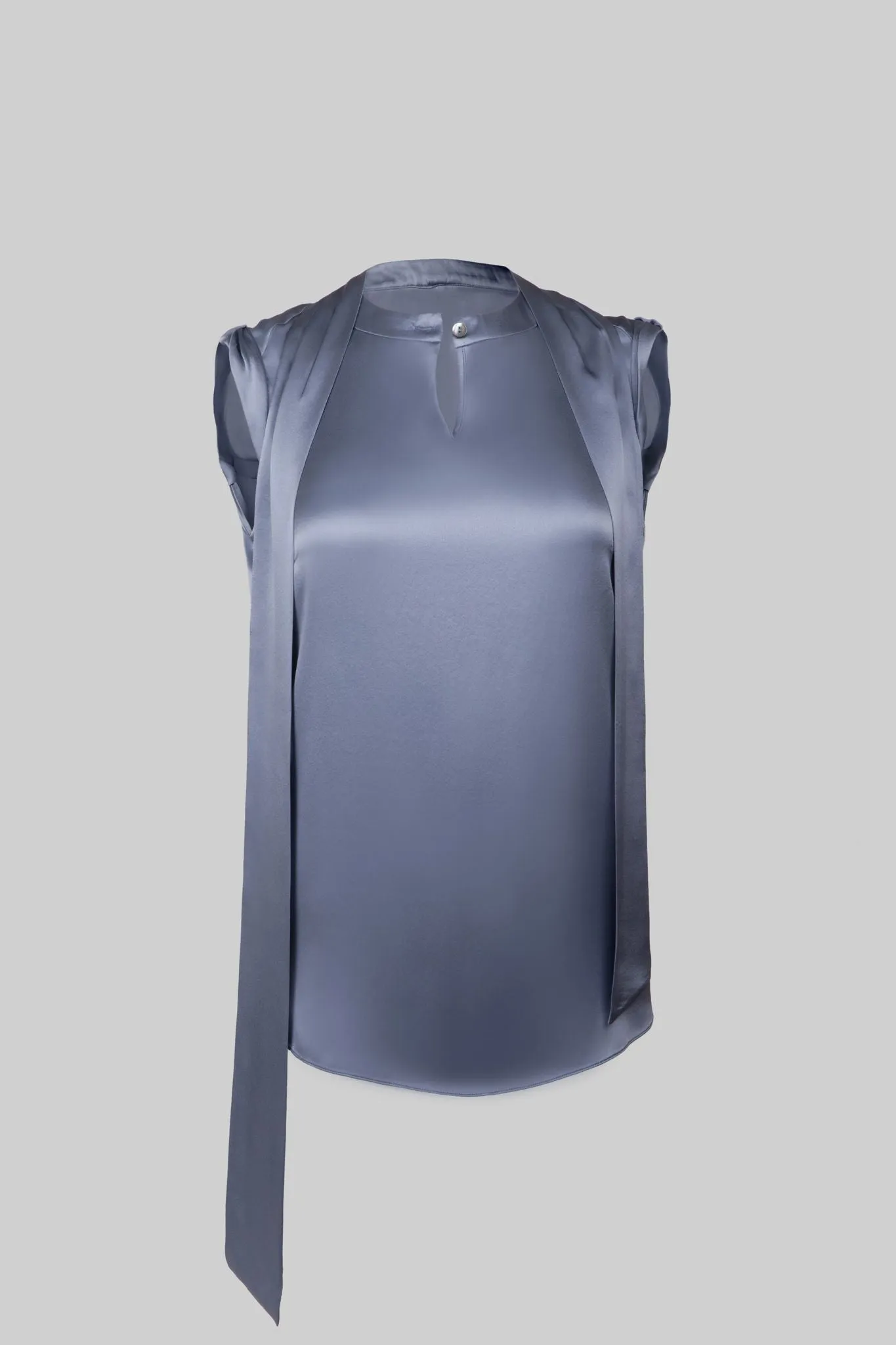 Cap Sleeve Blouse - Silk Charmeuse - Blue Sky