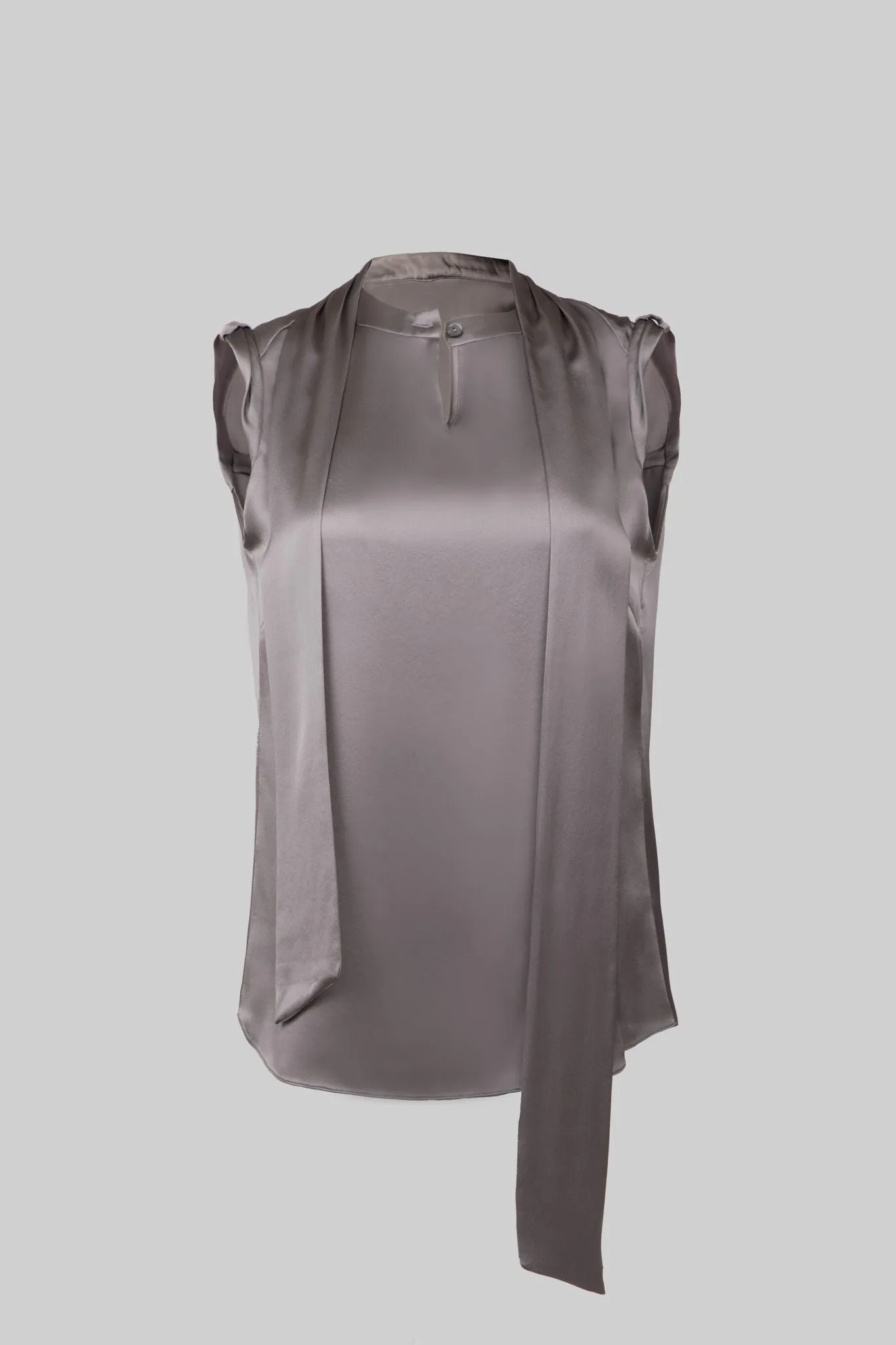 Cap Sleeve Blouse - Silk Charmeuse - Platinum