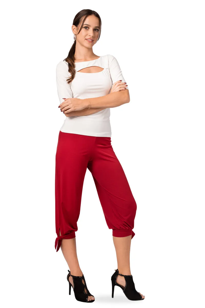 Capri Pants With Adjustable Cuffs (XS,S) (Fuchsia)