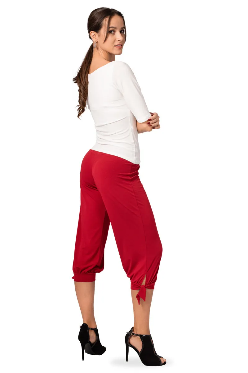 Capri Pants With Adjustable Cuffs (XS,S) (Fuchsia)