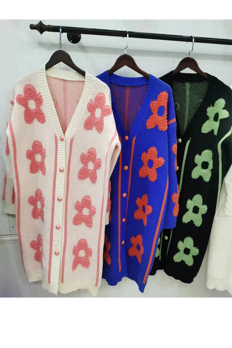 CJ700 Floral Knitted Cardigan Jacket