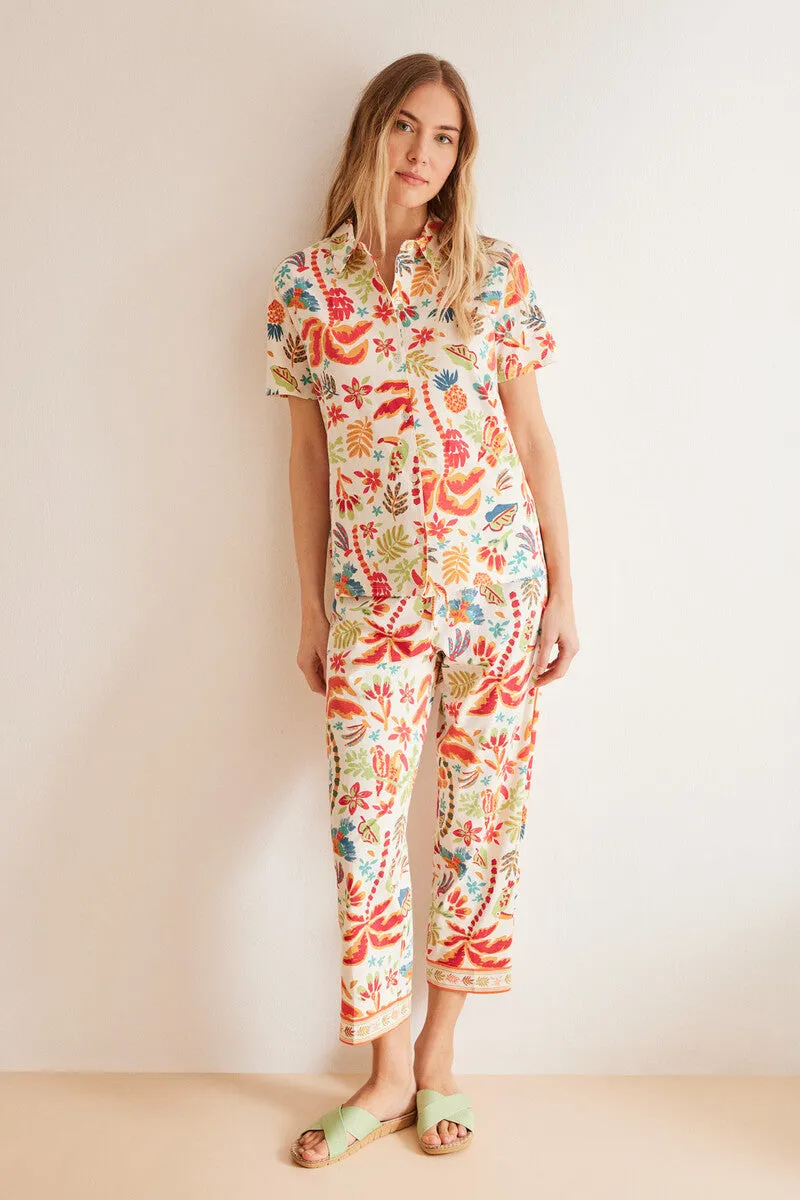 Classic 100% cotton tropical Capri pyjamas