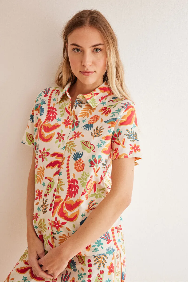 Classic 100% cotton tropical Capri pyjamas