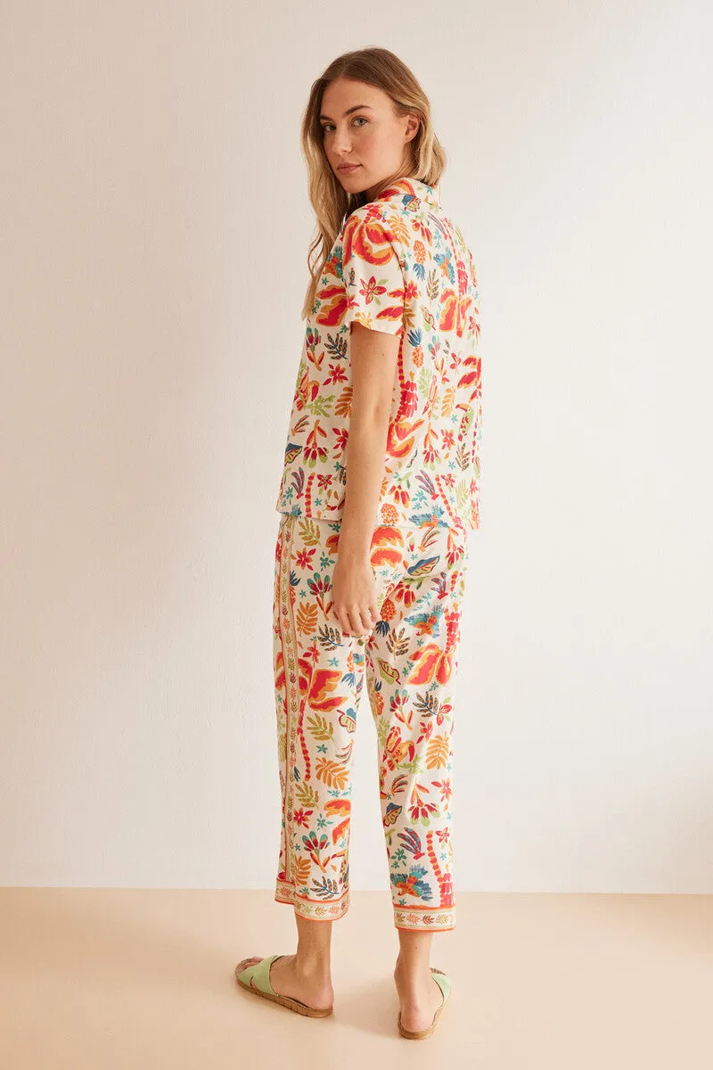 Classic 100% cotton tropical Capri pyjamas