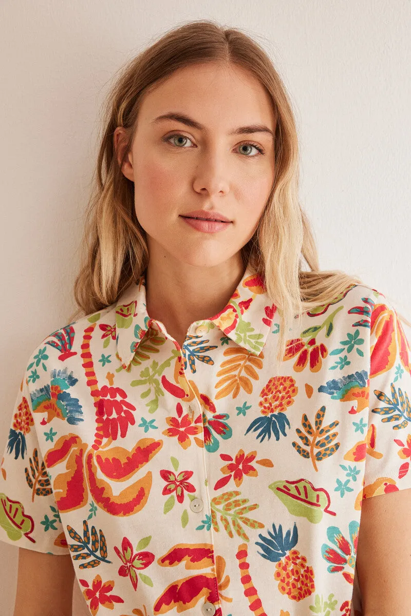 Classic 100% cotton tropical Capri pyjamas