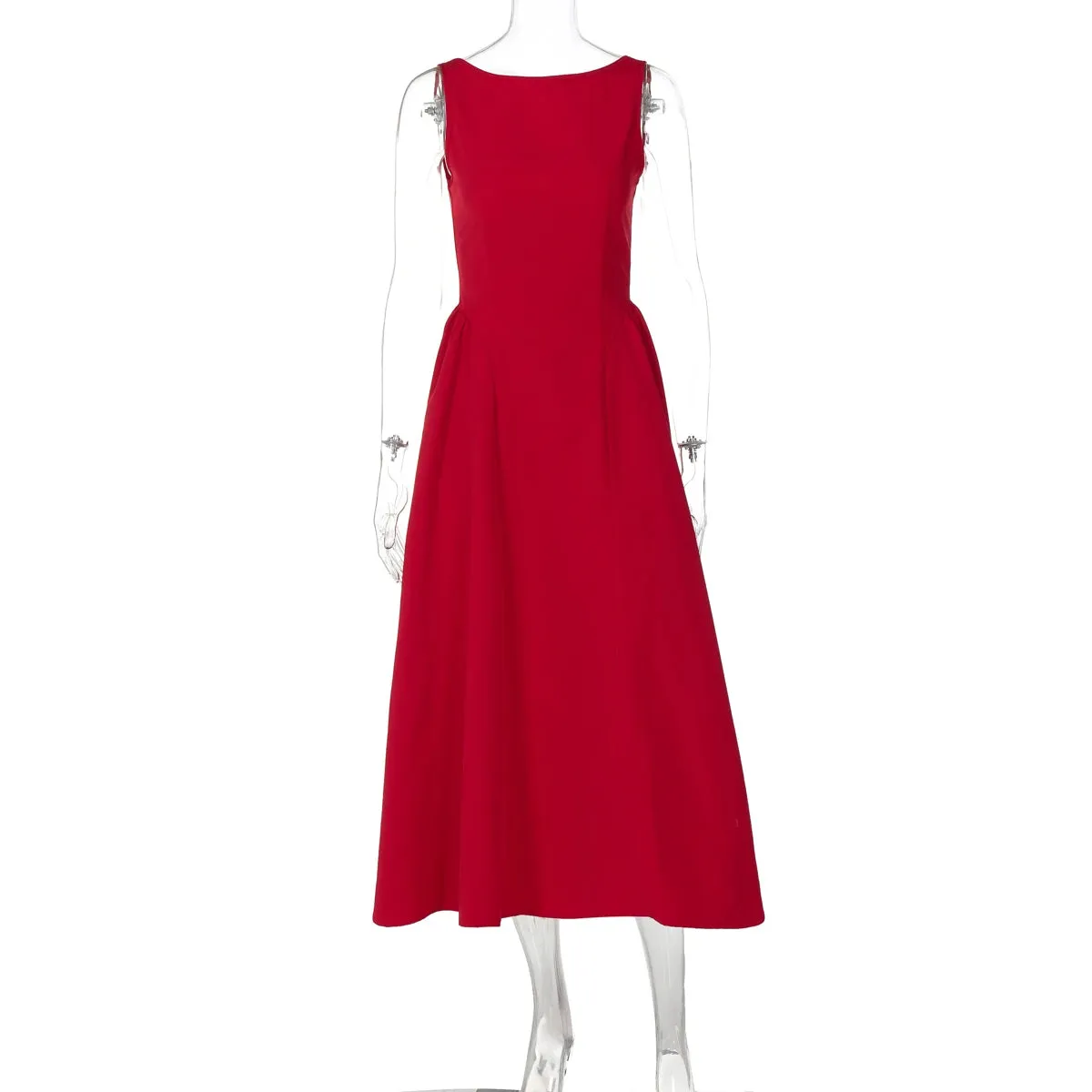 Classic Sleeveless Tea-Length Dress for Women