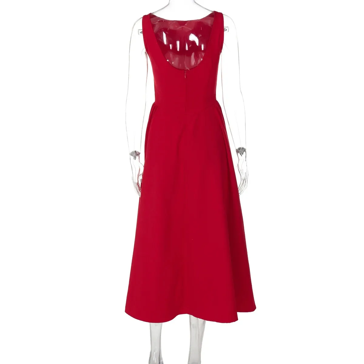 Classic Sleeveless Tea-Length Dress for Women