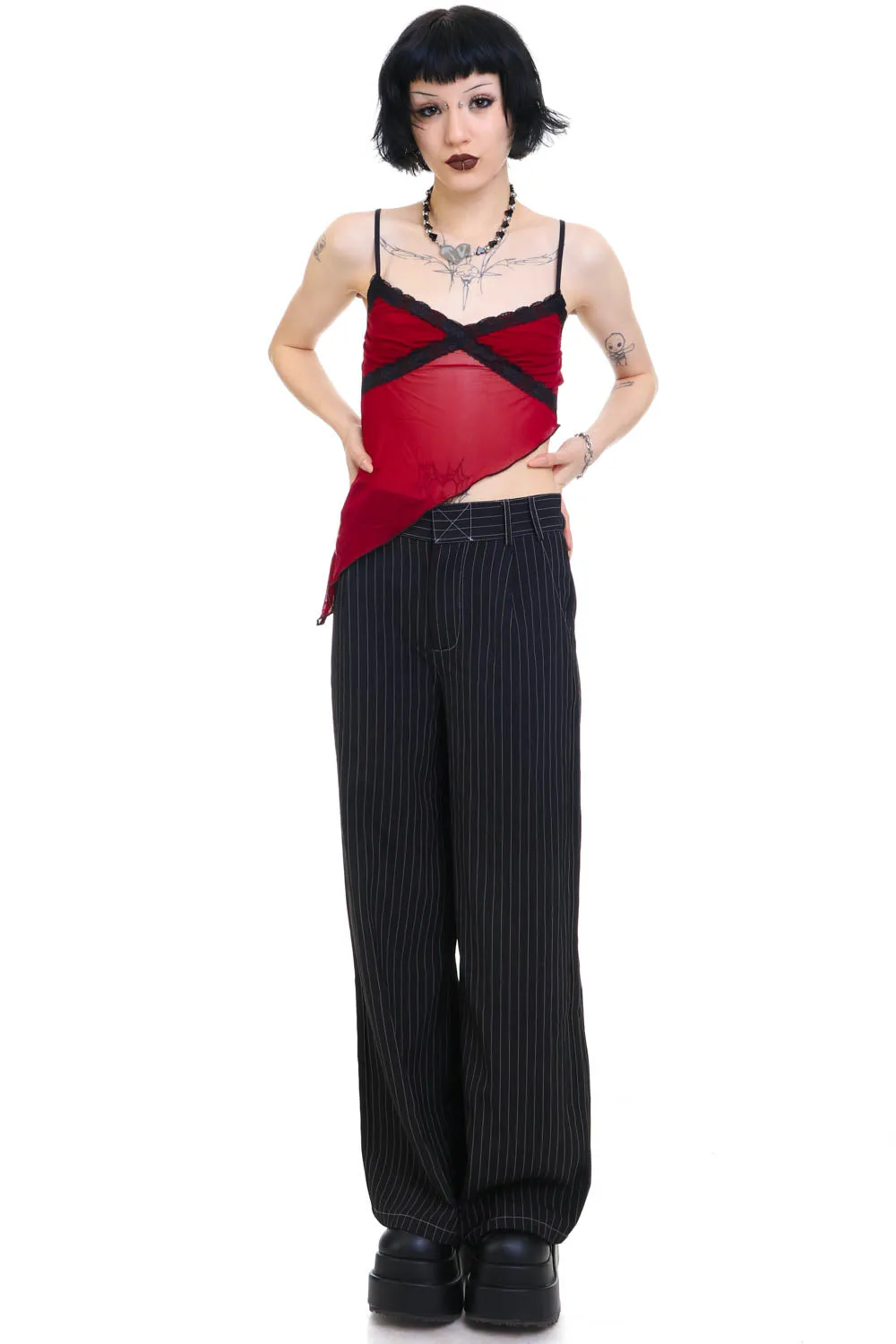 Clerks Pinstripe Wide-Legged Pants