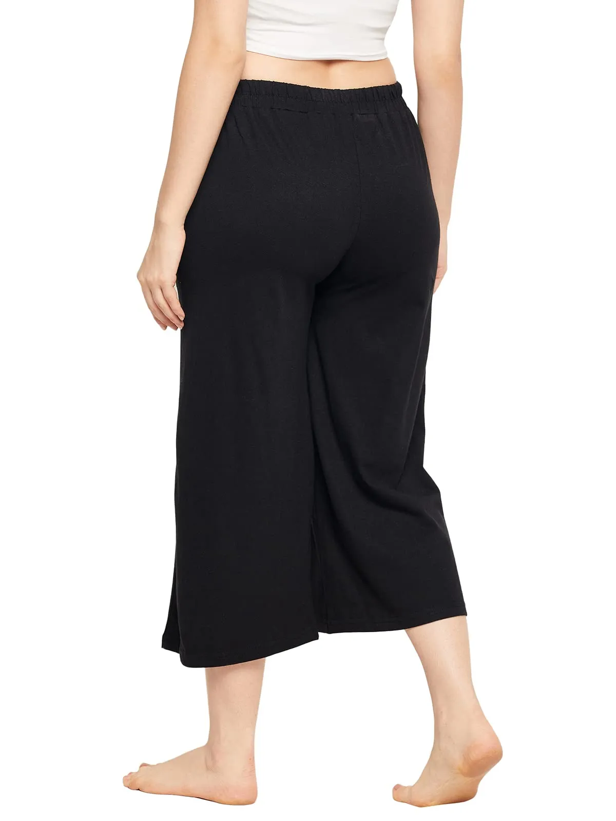 Clovia Women's Cotton Solid Capris (LB0182P13_Black_XS)