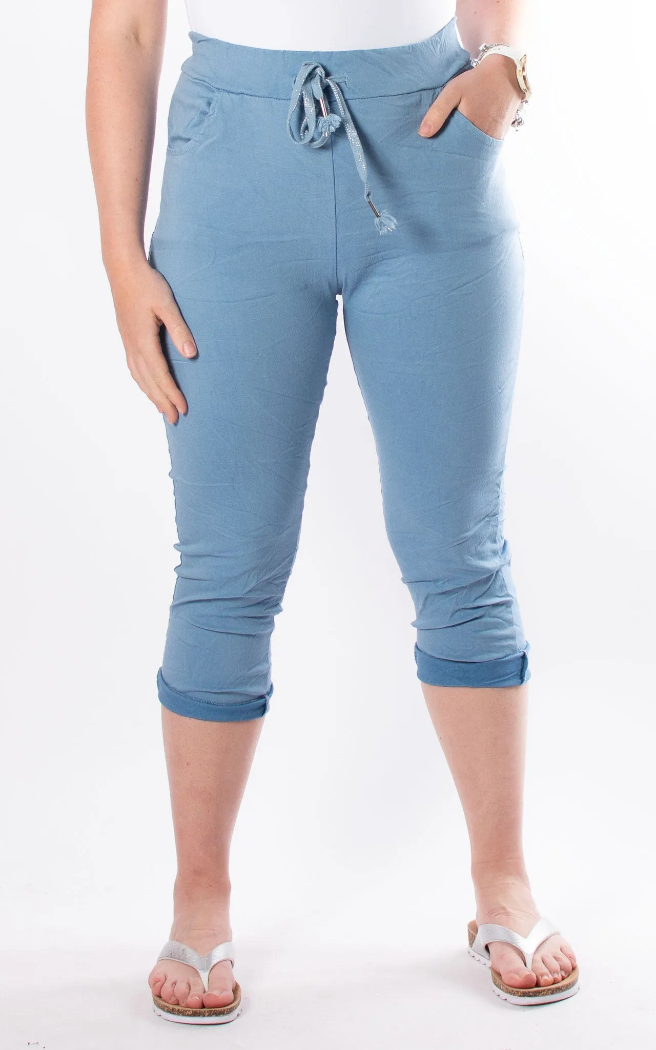 Crinkle Magic Capri | Denim