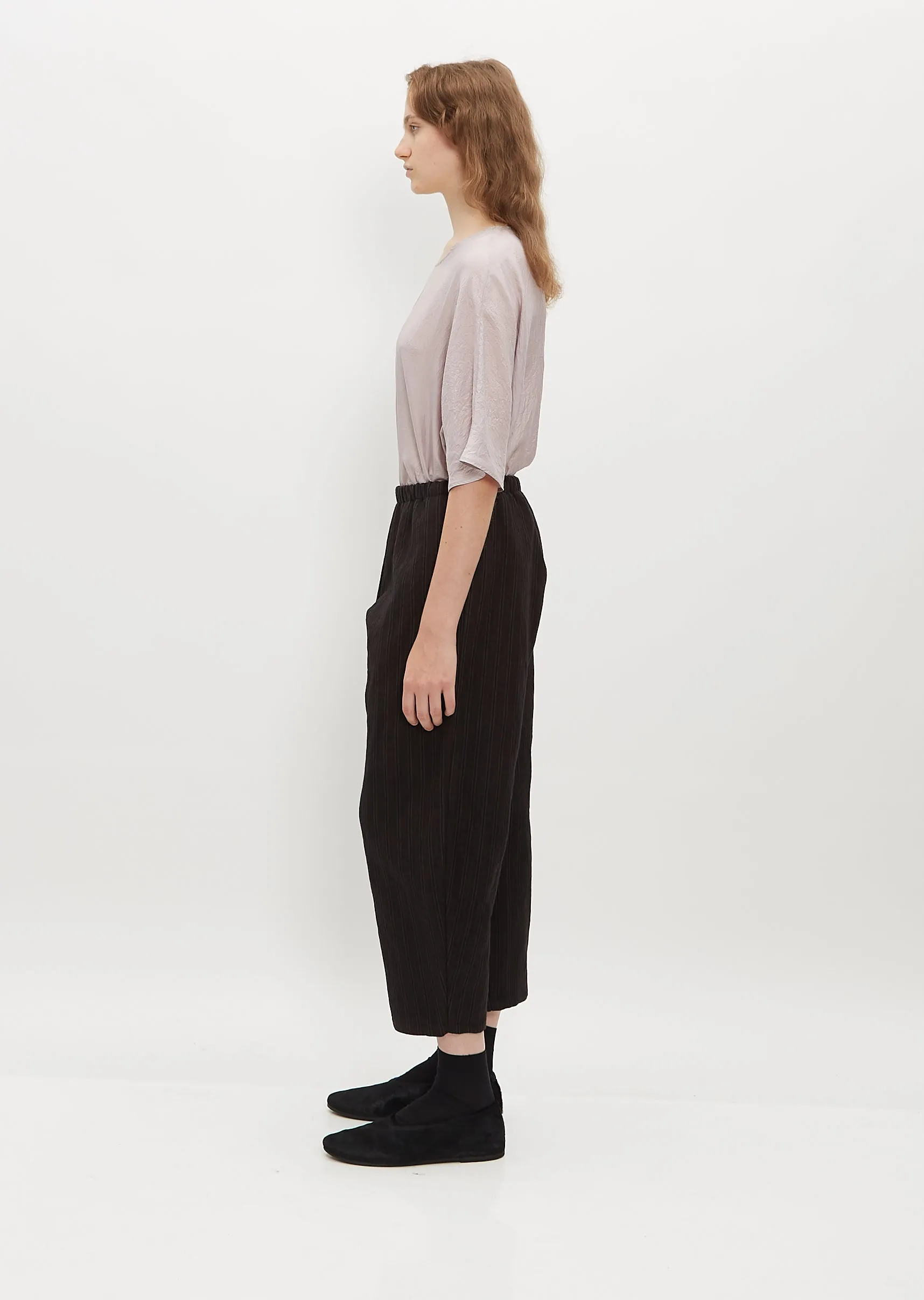 Cropped Balloon Trousers — Chocolate