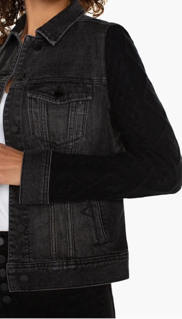 Denim Jacket with Sweater Sleeves