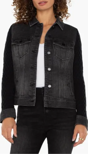 Denim Jacket with Sweater Sleeves