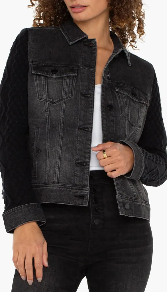 Denim Jacket with Sweater Sleeves