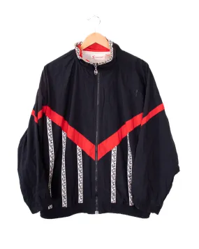 G Casuals Black and Red Swirl Pattern Windbreaker