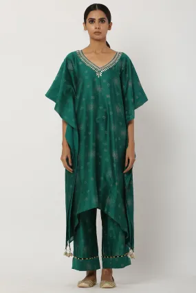 Gota Patti Opal Green Kaftan Set