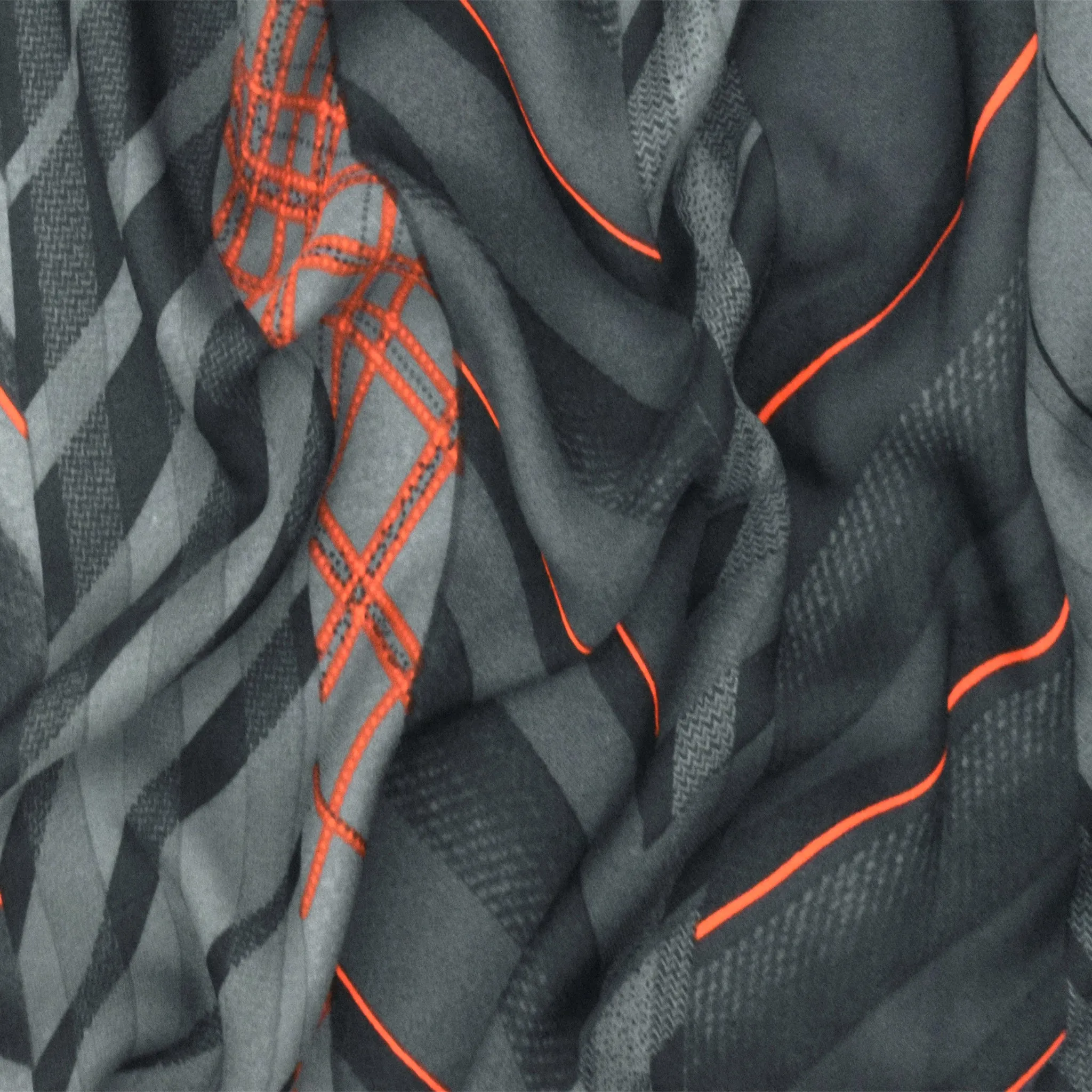 Gray-Red-Multi Famous Designer Abstract Plaid Printed Silk Georgette Fabric