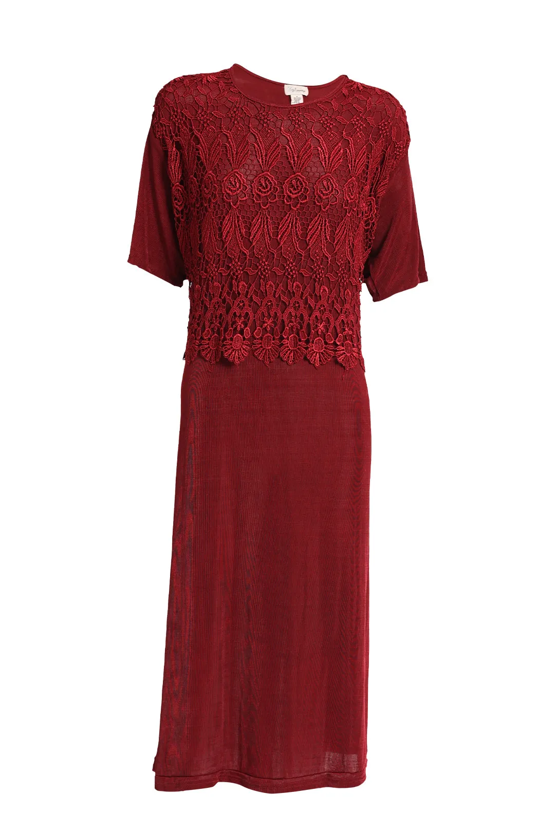 Guipure Maroon Lace Evening Dress