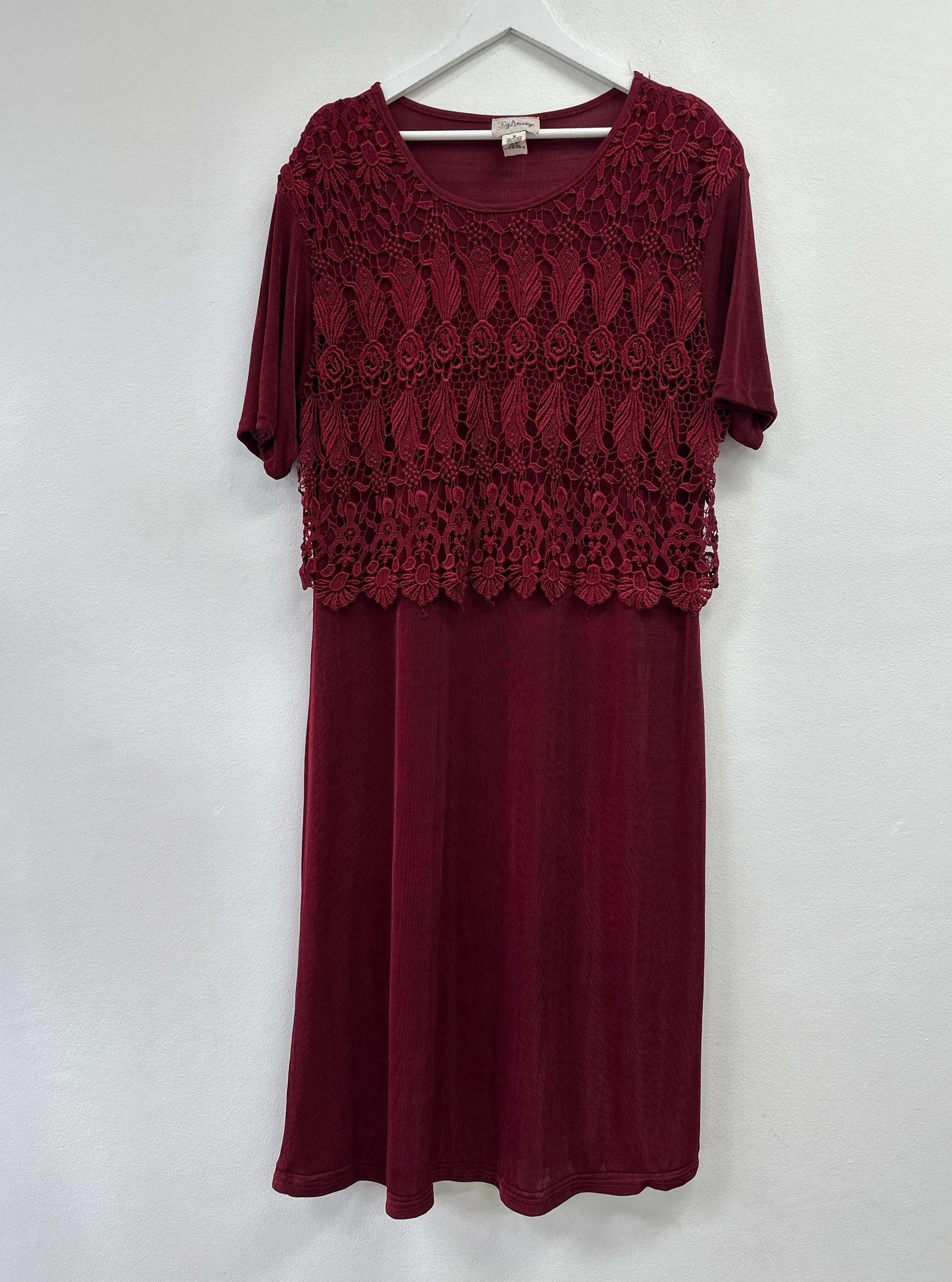 Guipure Maroon Lace Evening Dress