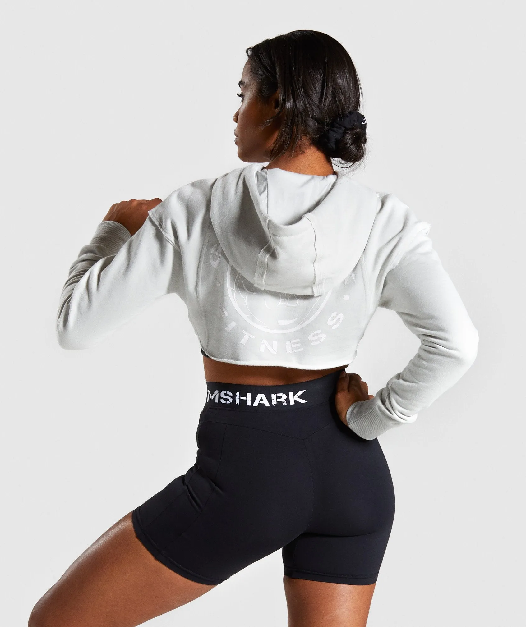 Gymshark Legacy Fitness Super Cropped Hoodie - Light Grey