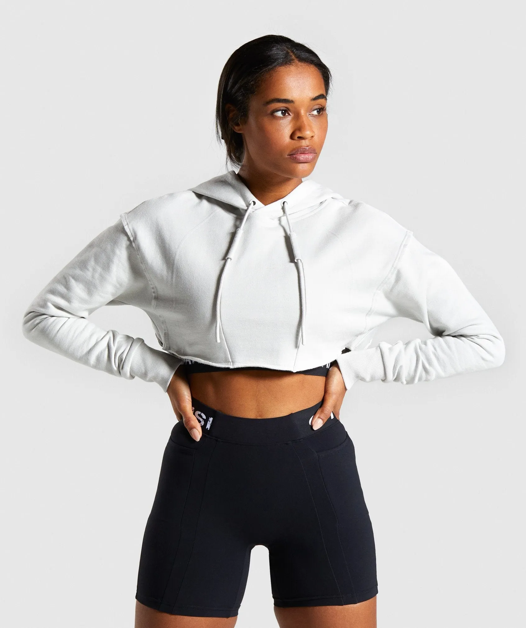 Gymshark Legacy Fitness Super Cropped Hoodie - Light Grey