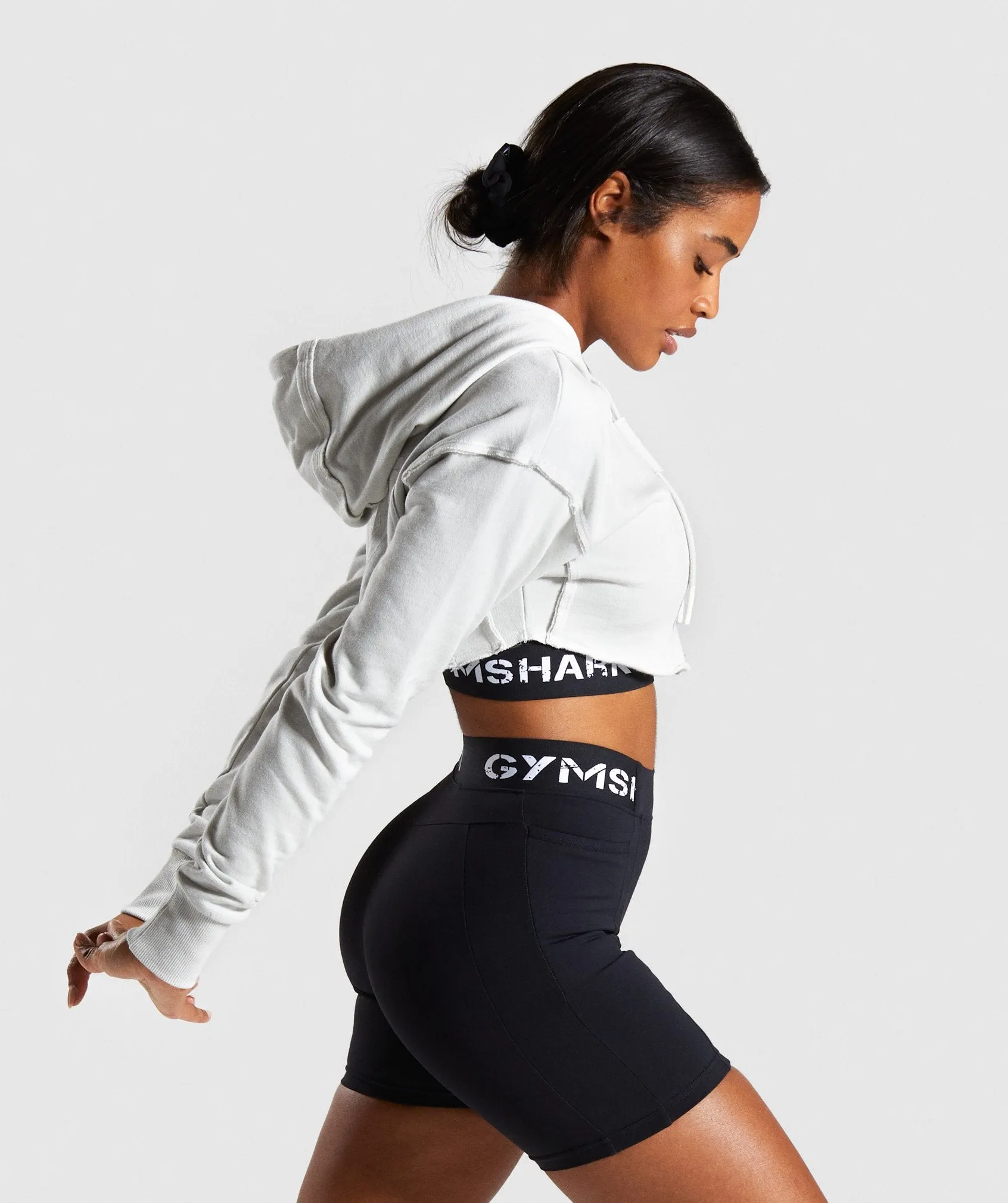 Gymshark Legacy Fitness Super Cropped Hoodie - Light Grey