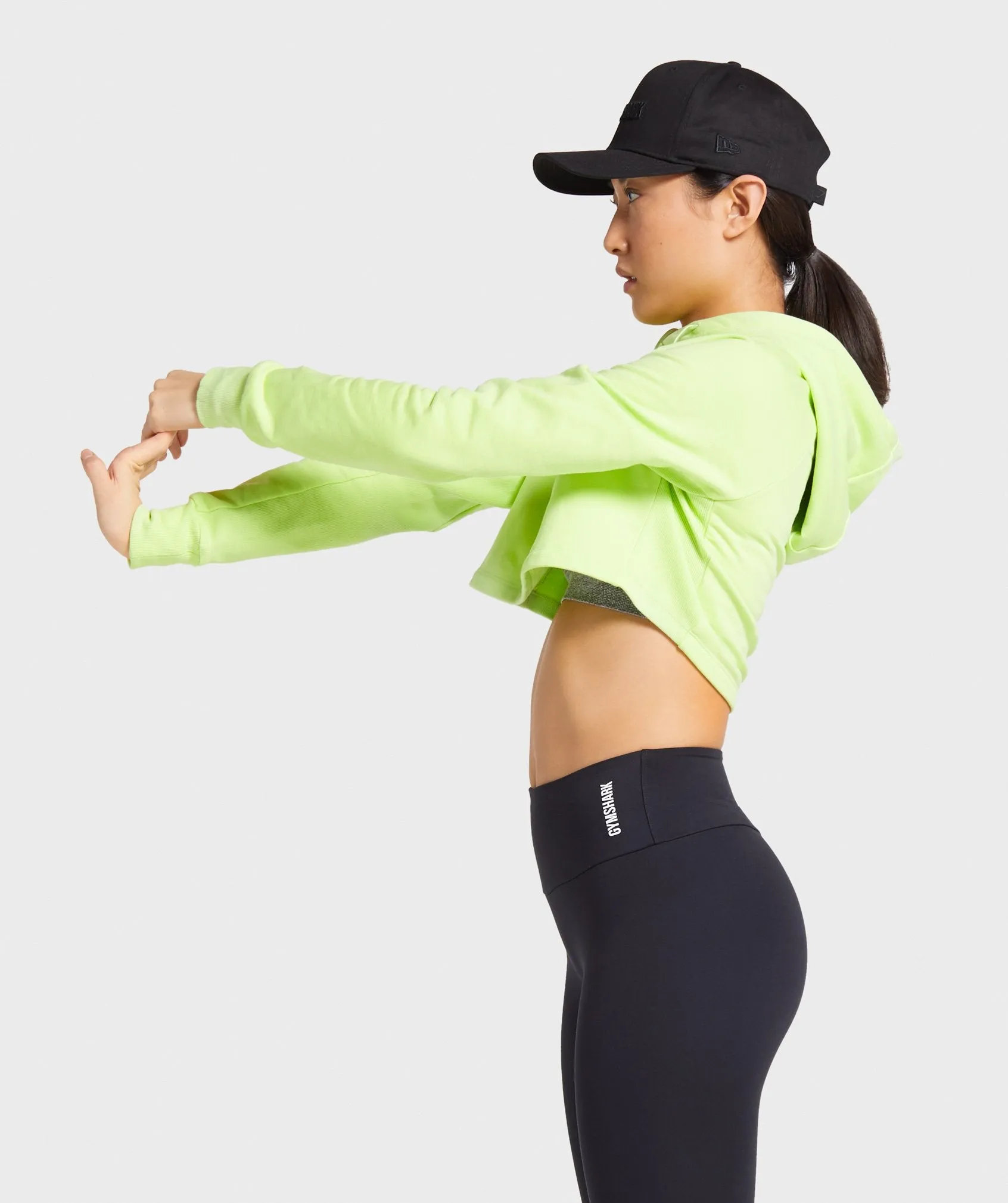 Gymshark Training Cropped Hoodie - Lime