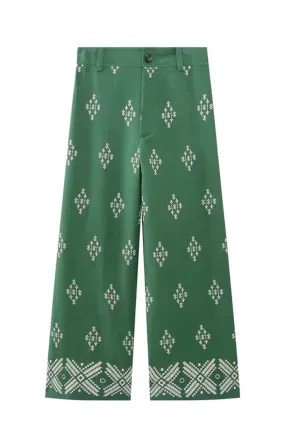 'Janice' Embroidered Capri Trousers