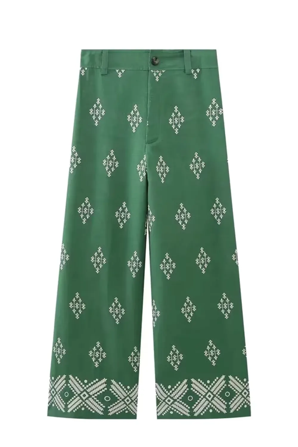 'Janice' Embroidered Capri Trousers