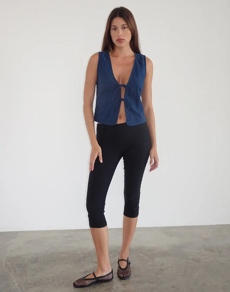 Kayve Tie Front Top in Navy