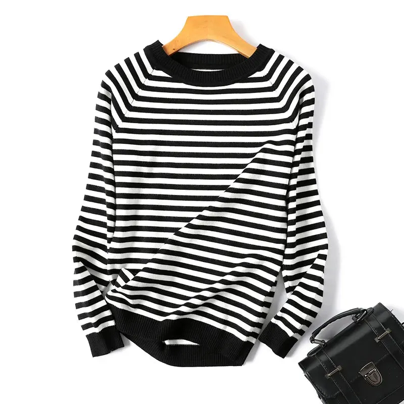 Long Sleeve Striped Pullover Knitted Sweaters