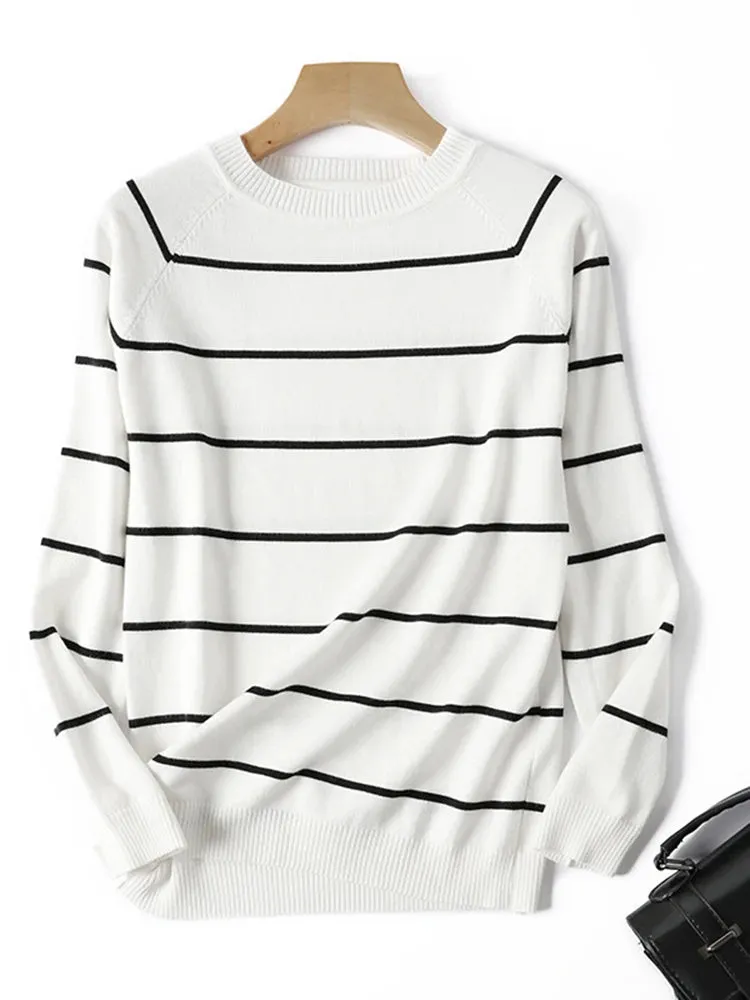 Long Sleeve Striped Pullover Knitted Sweaters