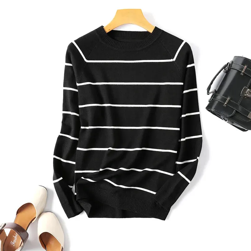 Long Sleeve Striped Pullover Knitted Sweaters